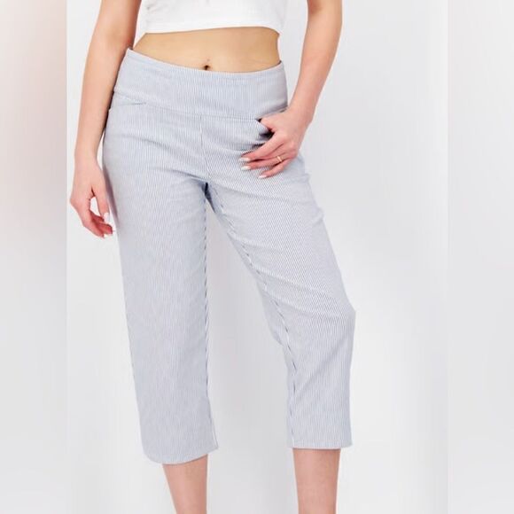 S.C.& CO. Women’s Stripe Tummy Control Capri‎ Pants Size 10 - Picture 1 of 10